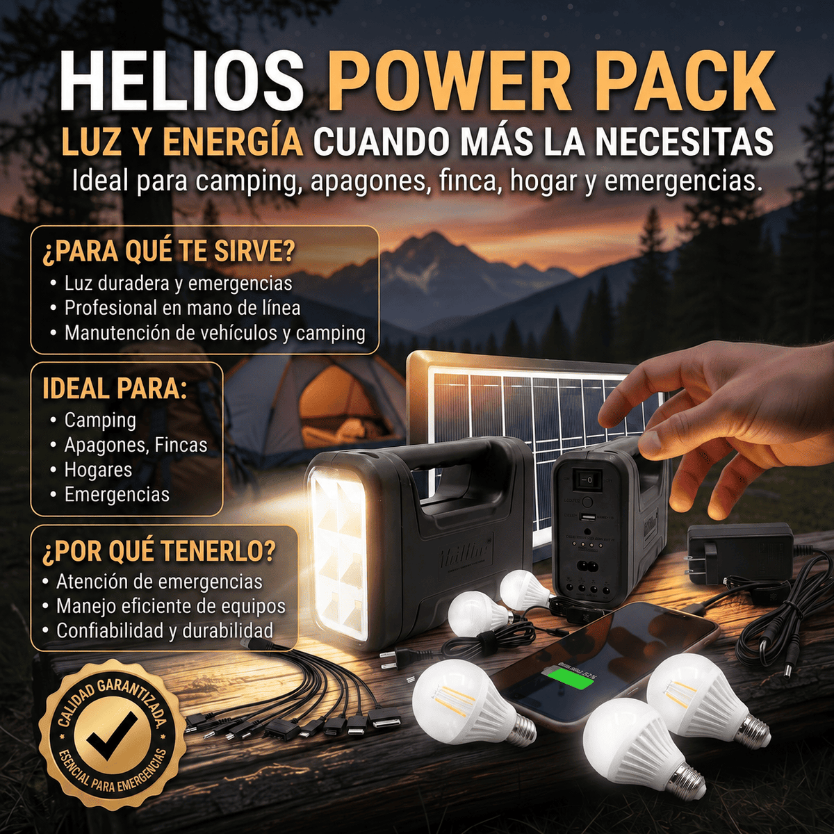 Nuevo Panel Solar Helios Power Pack